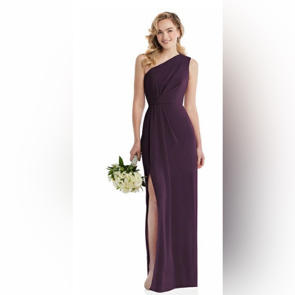 One Shoulder Holiday Gown with Slit